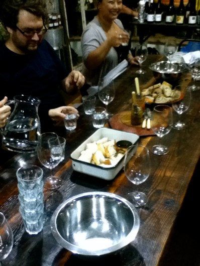 Long benches perfect for wine tasting.